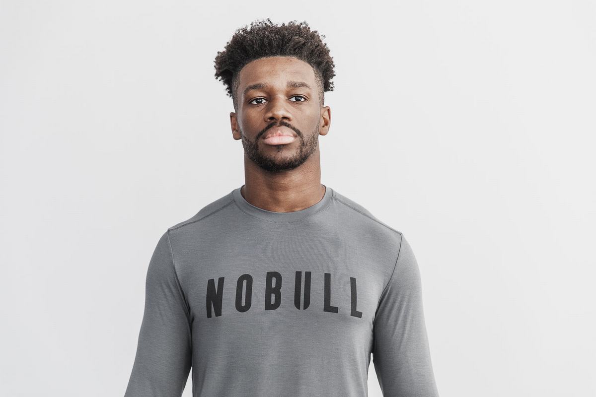 Nobull Men\'s Long Sleeves Dark Grey | Australia (WO6493)